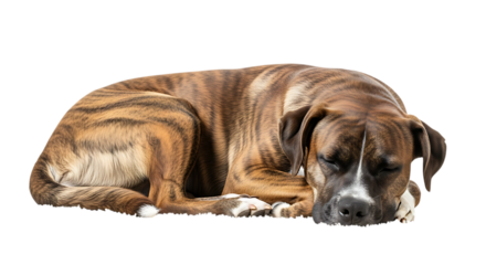 Sleeping Dog, Brindle Boxer Mix, Canine Rest, Peaceful Puppy, Animal Photography