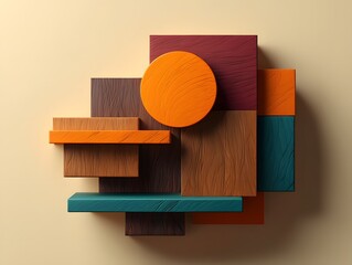 Abstract geometric shapes background wood texture circle square rectangle design art