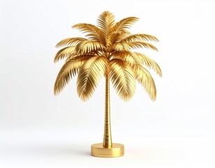 Golden palm tree on a white background