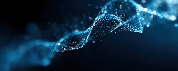 Abstract digital wave of light blue particles