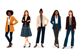 Obraz premium Group of women dressed in business attire showcasing different styles 