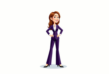 Fototapeta premium Confident businesswoman standing with hands on hips in purple suit 