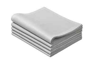 Stack of blank newspapers with transparent background