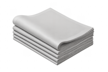 Stack of blank newspapers with transparent background