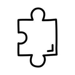 Puzzle pieces icon with hand drawn design style