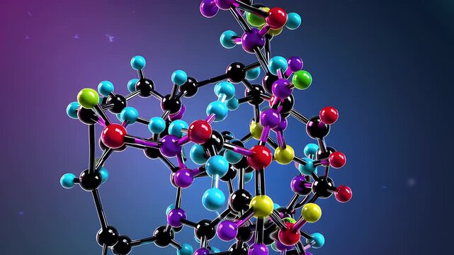 4k animated close up of antibodies or immunoglobulin molecular structure forming from amino acids in a digital 3D render ideal for scientific biochemical or healthcare visualizations