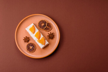 Nougat or white caramel with hazelnuts and pistachios and citrus pieces. White nougat with nuts
