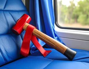 Hammer rests on a blue seat