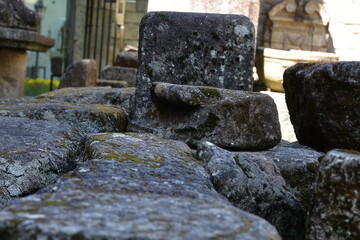 Muro de pedra mediaval no castelo