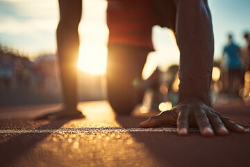 Runner poised at starting line