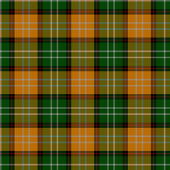 Dark Green, Black, Dark Red, Soft White, Orange Tartan Weave Pattern - Tile