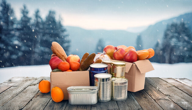 generous act food donation in winter