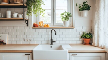 Bright, modern kitchen with window