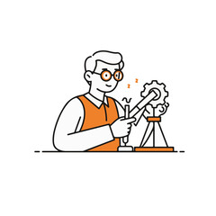 An illustration of a scientist in the laboratory, engrossed in his experiment.