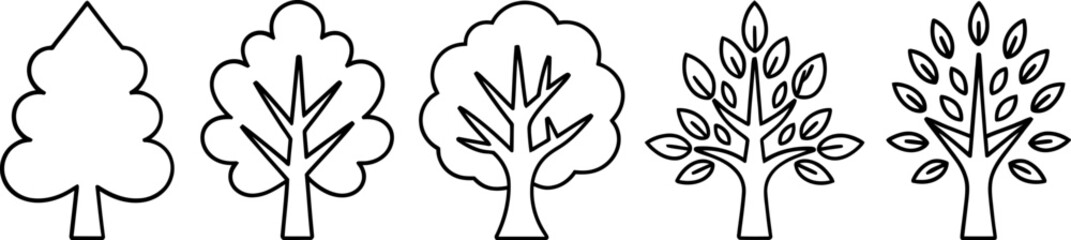 Obraz premium Vector art of a set of tree illustrations in various stages of growth isolated on white background