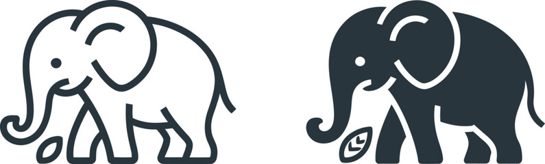 Vector art of elephant icon isolated on white background representing a majestic and strong animal