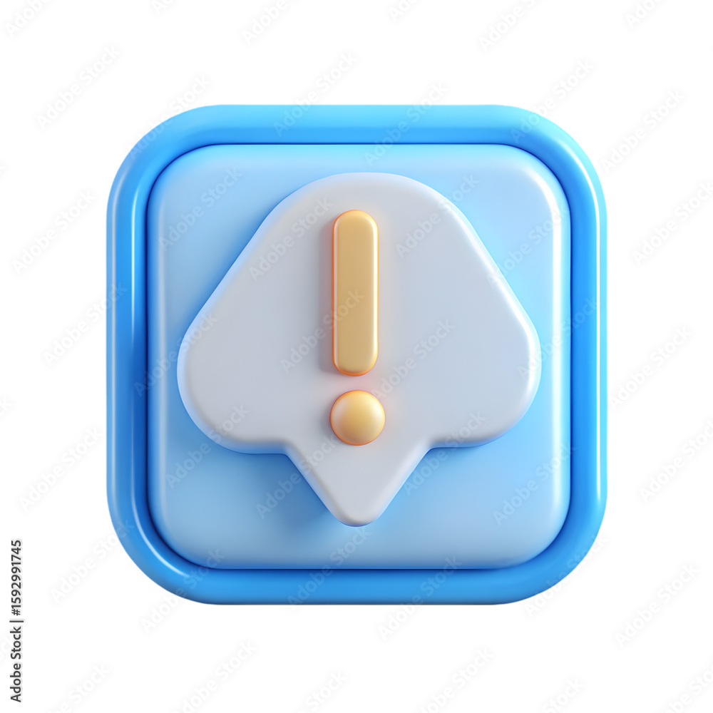 Poster warning chat talk front view 3d rendering icon illustration on transparent background for alert mess
