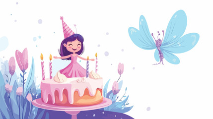 Charming Fairy Girl Birthday Card Design