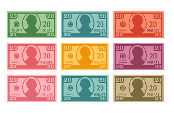 Vector play money bills for family game nights and monopoly houses are included in this set of banknotes for board games
