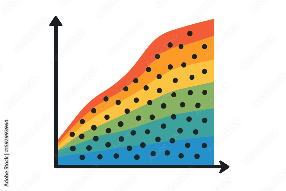 Poster a grey growth chart is depicted with a polygon line set against an abstract background, featuring a 