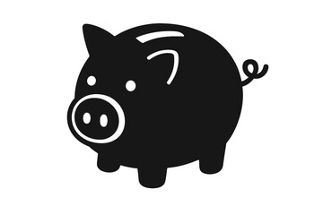Obraz premium The piggy bank icon is represented as a vector, accompanied by a line bank symbol, in a trendy flat outline ui sign design