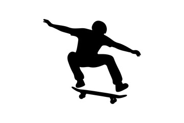 Dynamic Skateboarder Silhouette Vector Illustration for Sports and Urban Culture Designs Perfect for Graphic Projects and Creative Visuals