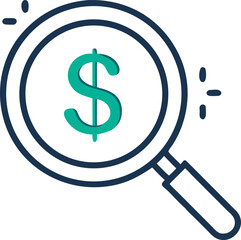 Financial Search Icon Magnifying Glass Discovering Money And Investment Opportunities