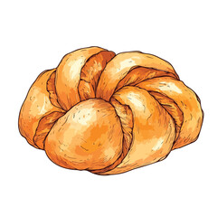 Hand-Drawn Challah Bread Sketch on White Background