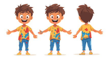 Cheerful boy with paint splatters