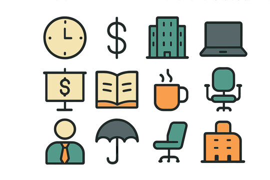 A set of 50 business and financial icons is available in solid monochrome flat color, offered in vector format with 48x48 and 192x192 pixel perfect options