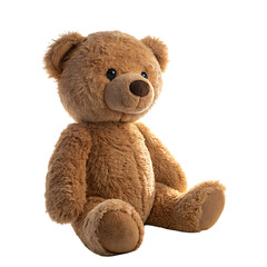 Obraz premium Soft brown teddy bear sitting against a black background