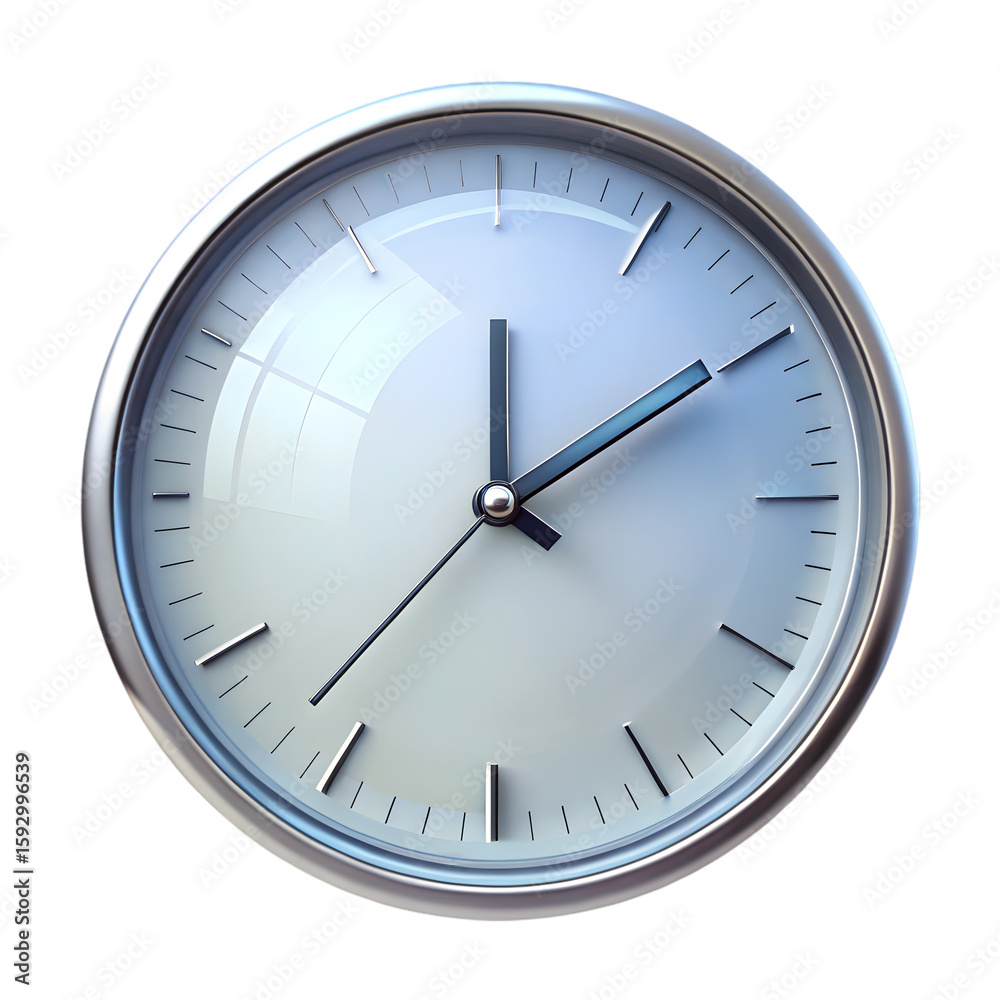 Poster Clock time hours front view 3d illustration rendering icon on transparent background for scheduling
