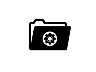 Flat Vector Icon of Folder with Gear for File Settings or Configuration Design