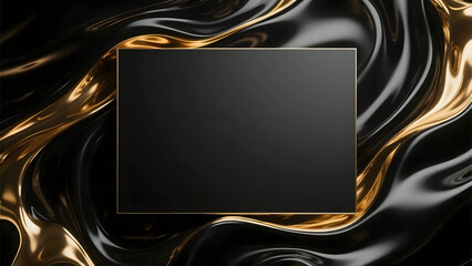 Luxurious 3D Rendered Elegant Frame with Golden Waves Background Texture