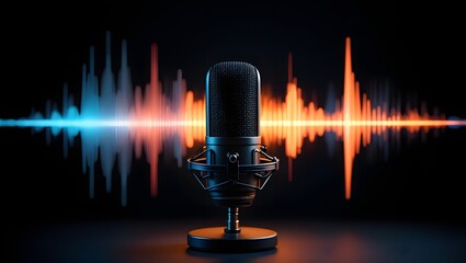 Studio microphone professional audio recording equipment for podcast and broadcast