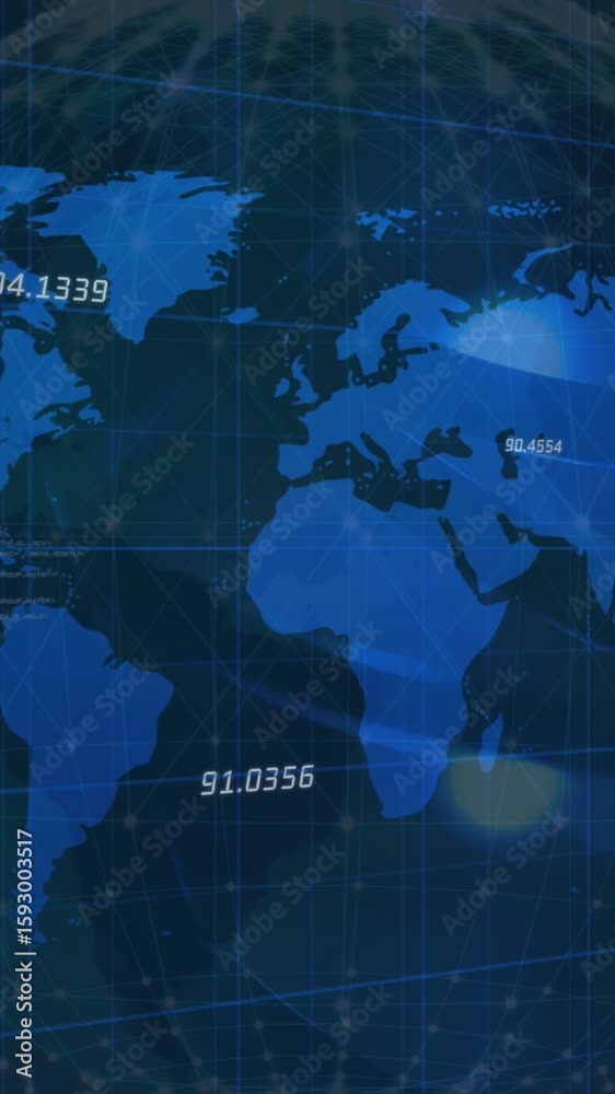 Poster animation of data processing over globe and grid