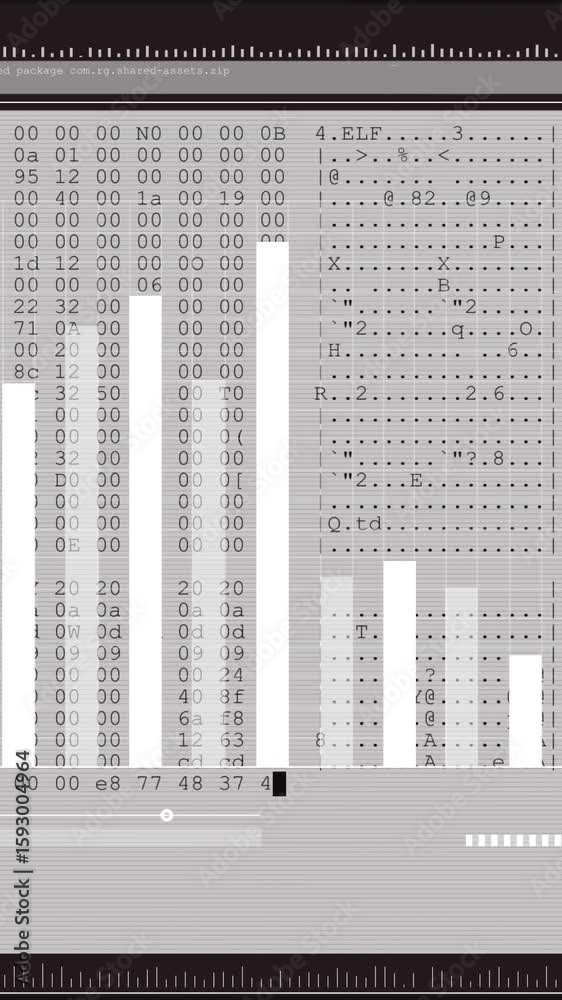 Poster animation of data processing on white background