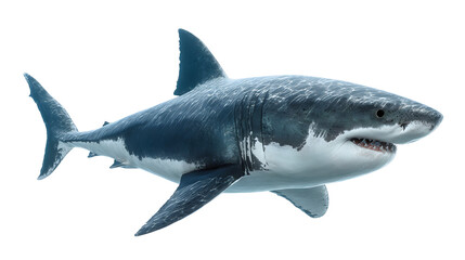Fototapeta premium Great White Shark Swimming on Transparent Background for Marine Biology Projects