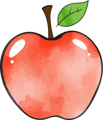 Watercolor vector illustration of an apple.