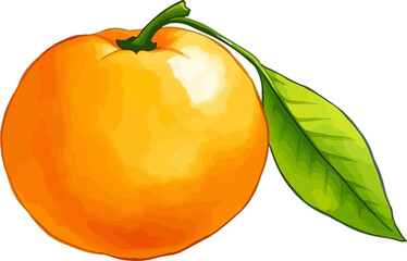 Watercolor vector illustration of an orange.