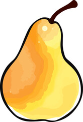Watercolor vector illustration of a pear.