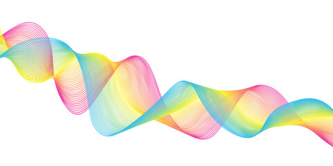 Abstract colorful wave with bright rainbow lines and curved shapes, perfect for modern web design or vibrant art illustration