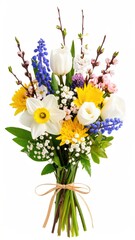 Colorful spring bouquet of various flowers
