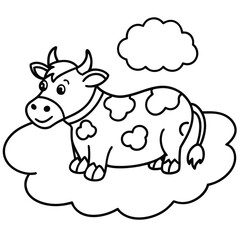Cow cartoon line art coloring page