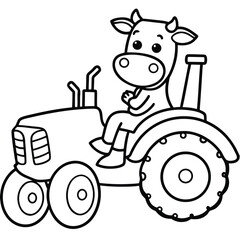 Cow cartoon line art coloring page