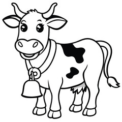Cow cartoon line art coloring page