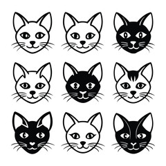 Set of cats het silhouettes