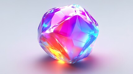 Fototapeta premium Vibrant Iridescent Gemstone Crystal, Holographic Rainbow Gem