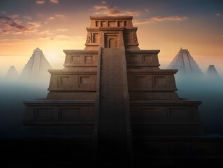 Exploring ancient mayan pyramids in the jungle mist a historical adventure travel scene