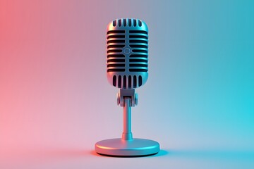 Vintage microphone podcasting studio recording equipment audio device sound system